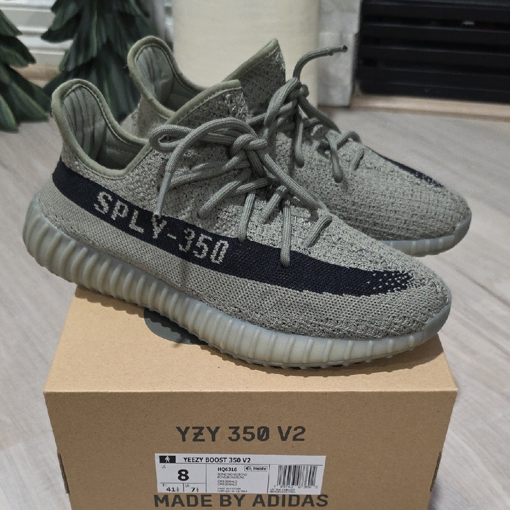 Adidas Yeezy Boost 350 V2 Sneakers - Olive and Black